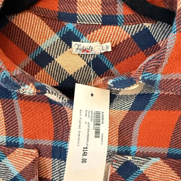 Faherty Surf Flannel Overshirt Multicolor Plaid Shirt - Picture 3 of 3